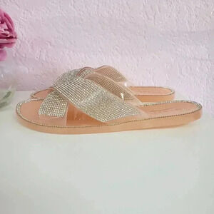 Glaze Nude Jelly Sandals with Rhinestones